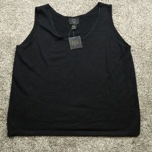 Moda Seta Sandra King Tank Top Women's 2X Black Silk Cashmere Sleeveless Sweater